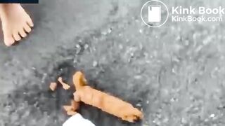 Girls shit in the side of the road