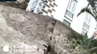 Girls shit in the side of the road