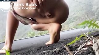 Girls shit in the side of the road