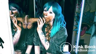 Hot girl insane scat and dildo play