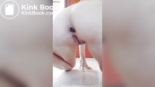 Her Beautiful ass shitting big and constipated turd