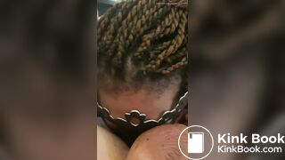 Ebony Slave doing what she's born to do: consume shit.