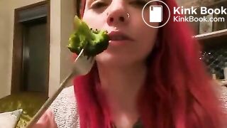 Girl shitting Toilet after Eating