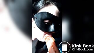 female dog licks shit dirty dildo 1