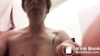 Slave rubs udders in scat