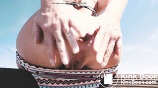 Taking a dump over her neighbor's fence