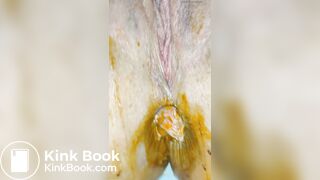 Prolapsing pussy with rosebud makes a mess