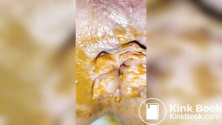 Prolapsing pussy with rosebud makes a mess