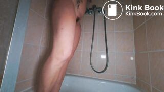 A long snake in the shower!