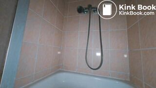 A long snake in the shower!