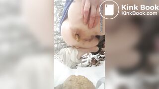 Shitting in the snow - video 3