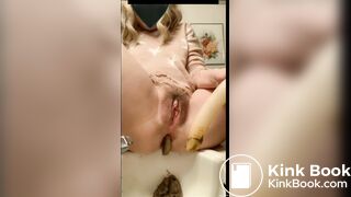 Scat dildoing asshole in sink