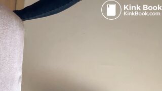 Sexy Woman fills her jeans in the bathroom