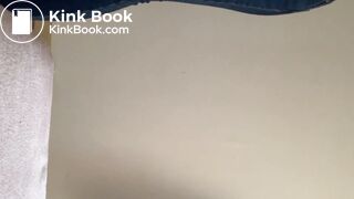 Sexy Woman fills her jeans in the bathroom