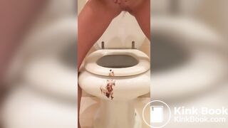 Scat games in the toilet from blonde slut