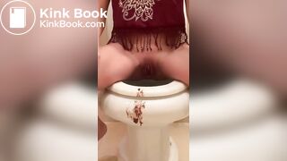 Scat games in the toilet from blonde slut