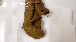 the camera focused on the poop coming out of the ass, d