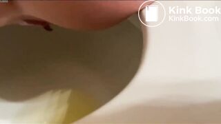 Pretty blond girl shit in toilet 1