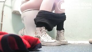 girl with diarrhea in the bathroom