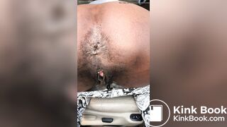 Hairy Ebony Asshole Scat Pooping Outdoor Part- 2