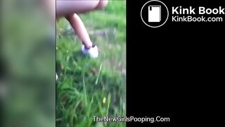 Girl pooping outside - video 2