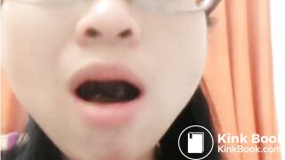 Chinese girl chew shit