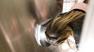 Latina With Nice Feet Filmed Shitting in Public Toilet - video 2