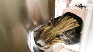 Latina With Nice Feet Filmed Shitting in Public Toilet - video 2