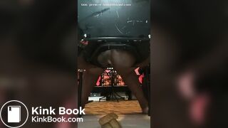 FAT BLACK SHITTING ON CHAIR