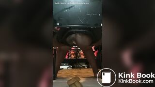 FAT BLACK SHITTING ON CHAIR