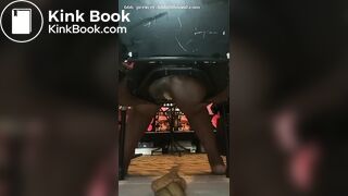 FAT BLACK SHITTING ON CHAIR