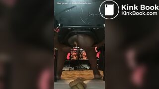 FAT BLACK SHITTING ON CHAIR