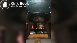 FAT BLACK SHITTING ON CHAIR