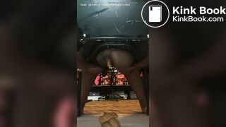 FAT BLACK SHITTING ON CHAIR