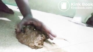 African shitting and filling her body with shit - video 2