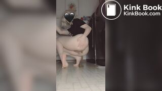 Cute shit on the kitchen floor