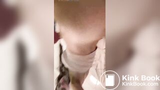 Cute girl shitting on toilet