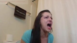 Girl straining on toilet