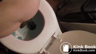 Cute Brunette girl PUSHED OUT A MASSIVE LOG