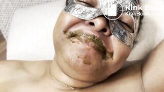 My slave gobbles the last of my turd, and drinks spit