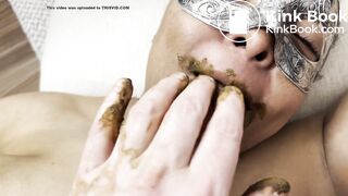 My slave gobbles the last of my turd, and drinks spit