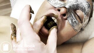 My slave gobbles the last of my turd, and drinks spit