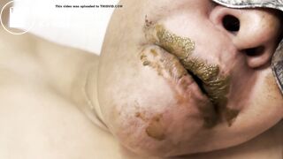 My slave gobbles the last of my turd, and drinks spit