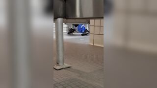 Woman takes a gassy shit