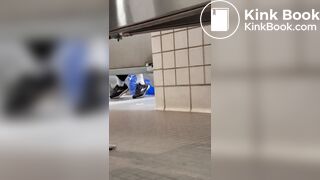 Woman takes a gassy shit