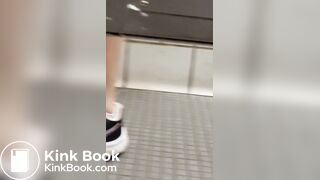 Woman takes a gassy shit