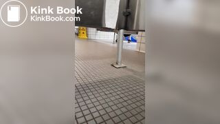 Woman takes a gassy shit