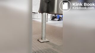 Woman takes a gassy shit