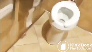 Hot milf shitting and pissing on public toilet floor