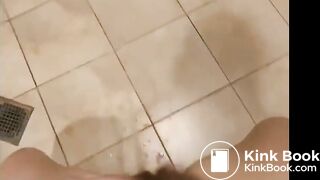 Hot milf shitting and pissing on public toilet floor